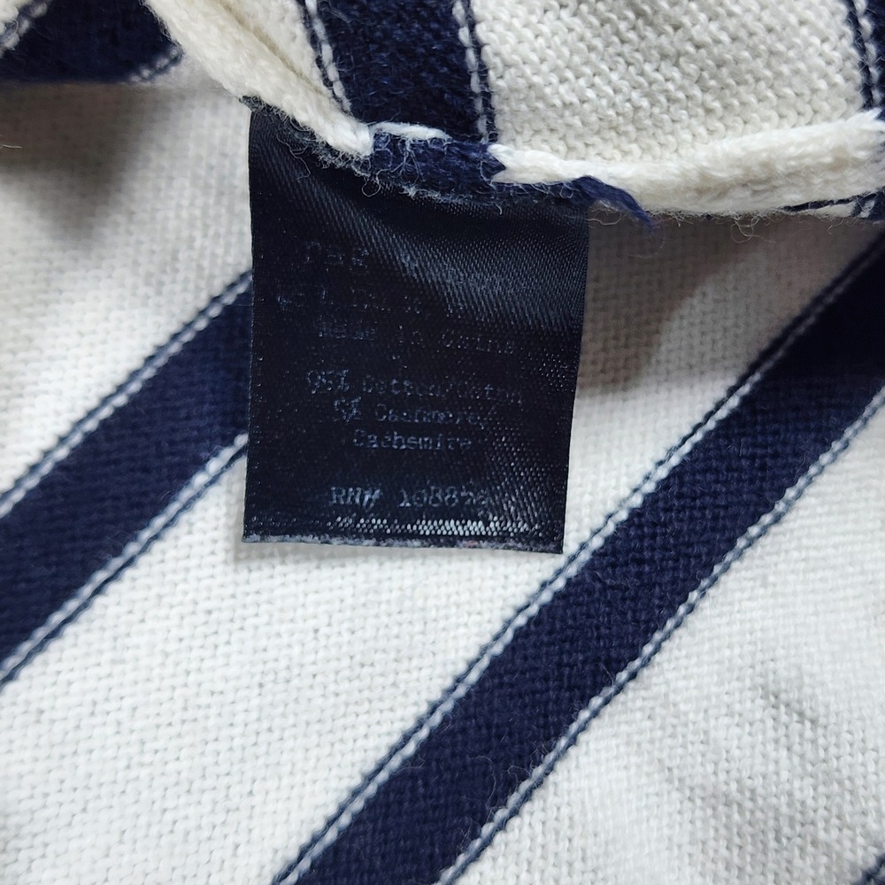 Rag & Bone Store Exclusive Striped V-Neck Cotton Cashmere Sweater Ivory Navy S - Picture 5 of 6